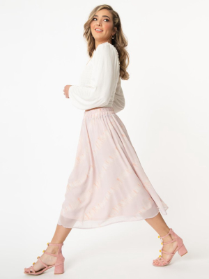 Dusty Lilac & Ivory Etch Print Chiffon Midi Skirt