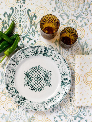 "floral" Dinner Plate Green