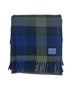 Tri-color Buffalo Check Wool Throw Blanket