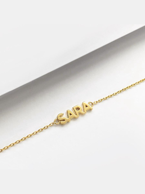 Solid Yellow Gold Nameplate Bracelet With Standard Chain