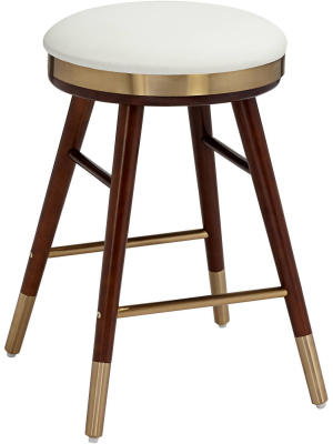 Studio 55d Parker White Leather Backless Counter Stool