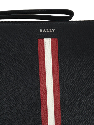 Bally Logo Print Stripe-detail Clutch Bag