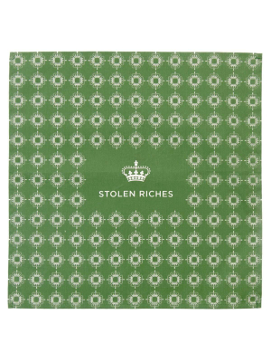 Moville Green - Crown Pattern Pocket Square (13"x13")