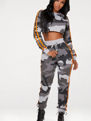 Shape Grey Camo Side Stripe Joggers