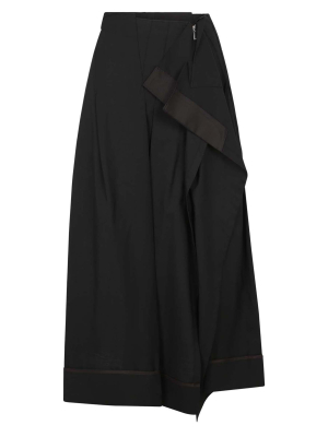 Sacai High Waist Pleated Midi Skirt