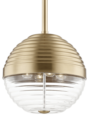 Hudson Valley Lighting Easton 4-bulb Pendant - Aged Brass & Clear