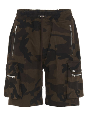 Represent Camouflage Printed Bermuda Military Shorts