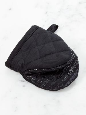 Crate And Barrel Black Mini Oven Mitt With Silicone Grip
