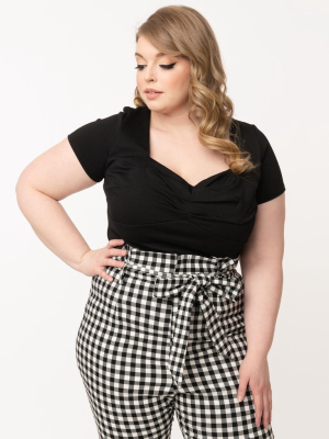 Unique Vintage Plus Size 1950s Black Sweetheart Ruthie Top