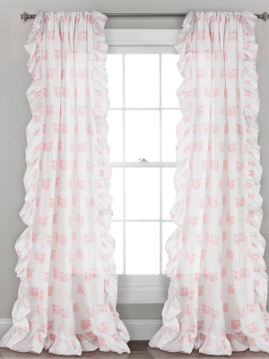 2pc 40"x84" Ruffle Fox Window Curtain Panel Set Pink - Lush Décor