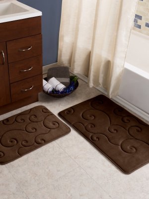 2pc Swirl Memory Foam Bath Mat Set - Yorkshire Home