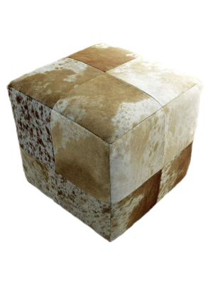 Cowhide Pouf, Speckled Brown