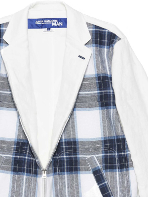 Junya Watanabe Check Panel Single Breasted Zipped Blazer