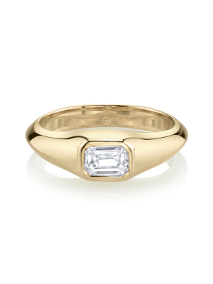 Emerald-cut Diamond Pinky Ring