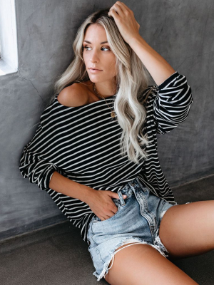 Be Back Never Striped Relaxed Knit Top - Black/white