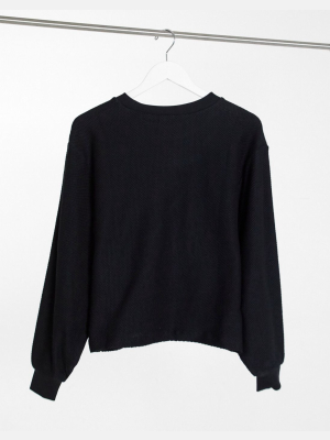 Asos Design Oversized Sweatshirt In Textured Fabric In Black