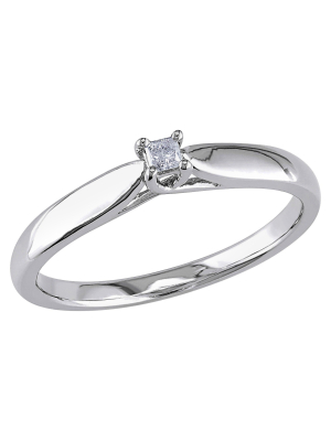 0.05 Ct. T.w. Princess Cut Diamond Solitaire Ring In Sterling Silver - Gh I3 8 - White