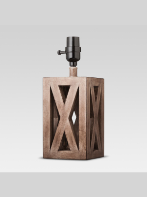 Washed Wood Box Small Lamp Base Brown - Threshold™