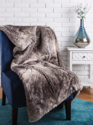 50" X 60" Faux Fur Throw Ombre Gray - Glitzhome