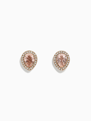 Effy Blush 14k Rose Gold Morganite And Diamond Earrings, 2.07 Tcw