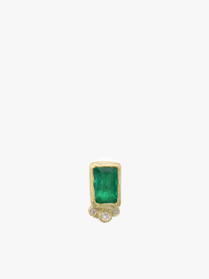 Emerald W/ Triple Diamond Stud