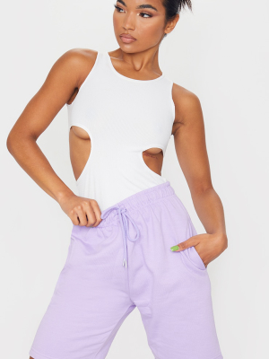 Lilac Drawstring Sweat Longline Shorts