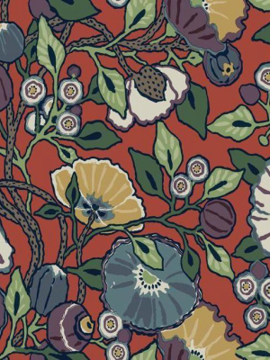 Vincent Poppies Wallpaper In Red From The Conservatory Collection By York Wallcoverings