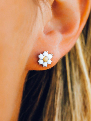 Gemstone Daisy Earrings