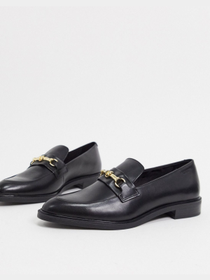 Vagabond Frances Snaffle Flat Leather Loafers In Black