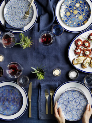 Brasserie Blue-banded Porcelain Oval Platter