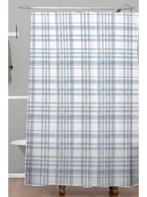 Little Arrow Design Winter Watercolor Plaid Shower Curtain Blue - Deny Designs