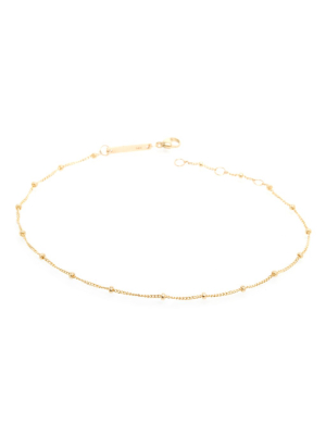 14k Curb And Bead Chain Bracelet