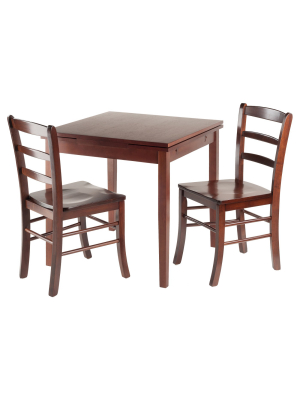 3 Piece Pulman Set Extension Table With Ladder Back Chairs Wood/walnut - Winsome