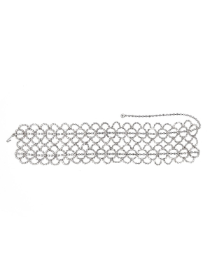 Silver & Crystal Wide Lace Choker