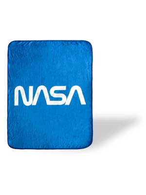 Just Funky Nasa Logo Fleece Soft Throw Blanket | Large Nasa Blanket | 60 X 45 Inches