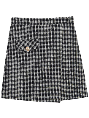 'rose' Tweed One Button Mini Skirt (3 Colors)