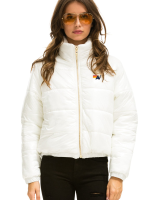 Women's Bolt Luxe Apres Puffer Jacket - Glossy White