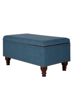 Large Rectangle Storage Bench With Nailhead Trim - Homepop