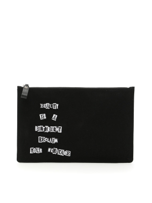 Valentino Slogan Applique Pouch