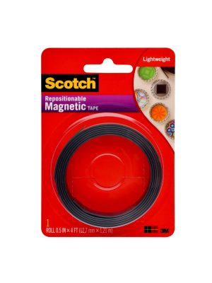 Scotch .5" X 4' Repositionable Magnetic Tape - Black