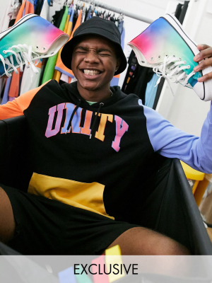 Asos Design X Glaad Hoodie With Unity Print And Color Blocking