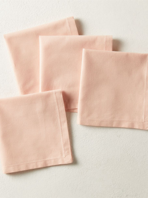 Poplin Pink Cocktail Napkins Set Of 4