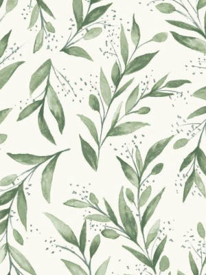 Olive Branch Wallpaper In Olive Grove From Magnolia Home Vol. 2 By Joanna Gaines