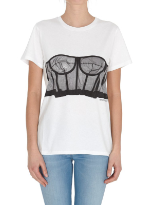 Alexander Mcqueen Bustier Print Crewneck T-shirt