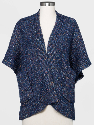 Women's Plus Size Knit Kimono Jacket - Universal Thread™ Navy One Size