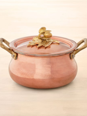 Ruffoni Historia Hammered Copper Stock Pot With Olive Knob, 3 1/2-qt.
