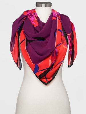 Women's Oversize Floral Print Square Scarf - A New Day™ Purple One Size