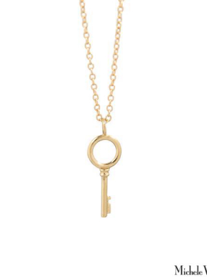 Gold Circle Key Necklace