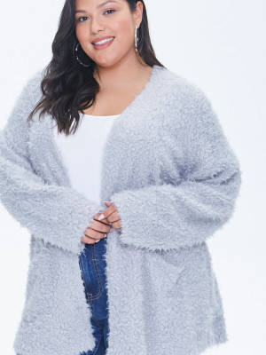 Plus Size Fuzzy Knit Cardigan