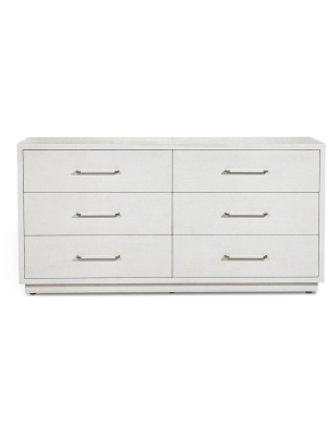 Interlude Home Taylor 6 Drawer Chest - Natural White - Champagne Silver